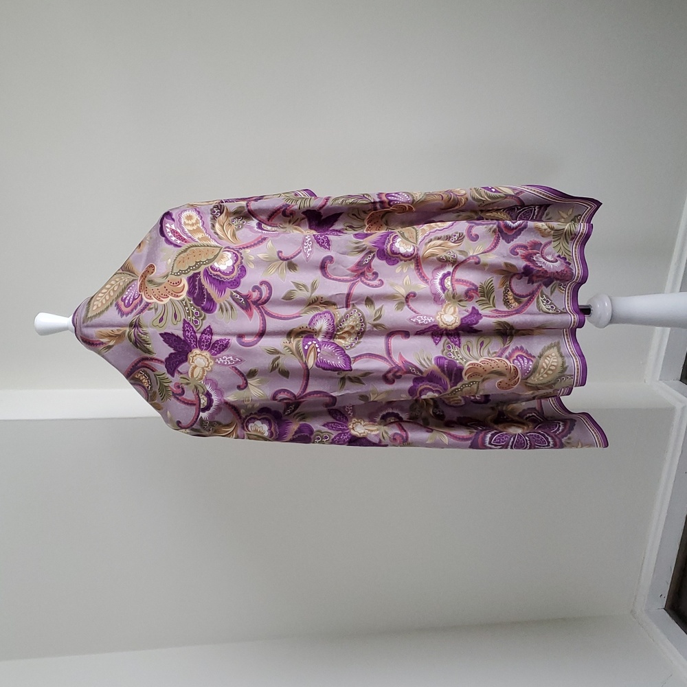EUC Oscar De La Renta 100% Silk Purple/Plum/Moss Green 35" x 35" Square Scarf - Picture 5 of 6